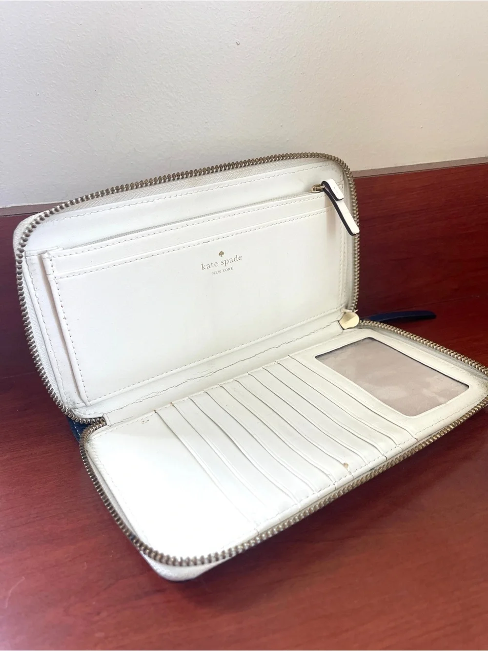 KATE SPADE Wallet Women’s Blue White Leather Vintage
